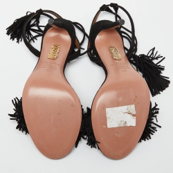 Aquazzura Black Suede Wild Thing Ankle Wrap Sandals Size 36