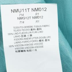 Pre Owned جاكيت بليزر أرماني كوليزيوني كتان أزرق مخضر XL