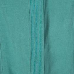 مملوكة مسبقًا طقم أرماني كالزوني تنورة مستقيمة وبليزر كتان حرير أزرق M