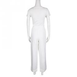 Pre Owned Armani Collezioni White Linen Wide Leg Pants L