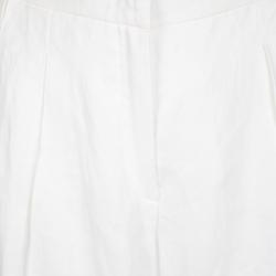 Pre Owned Armani Collezioni White Linen Wide Leg Pants L