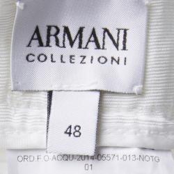 Pre Owned Armani Collezioni White Linen Wide Leg Pants L