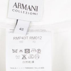 Pre Owned Armani Collezioni White Linen Wide Leg Pants L