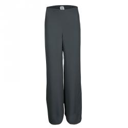 Pre Owned Armani Collezioni Grey Wide Leg Trousers M