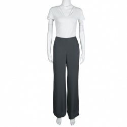 Pre Owned Armani Collezioni Grey Wide Leg Trousers M
