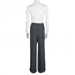 Pre Owned Armani Collezioni Grey Wide Leg Trousers M