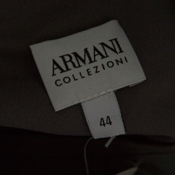 Pre Owned Armani Collezioni Grey Floral Embroidered Pleated Organza Dress M