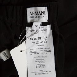 Pre Owned تنورة شورت أرماني كوليزيوني حرير أسود بشريط خصر مطاطي بطيات M