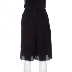 Pre Owned Armani Collezioni Black Silk Elasticized Waist Gathered Skirt L