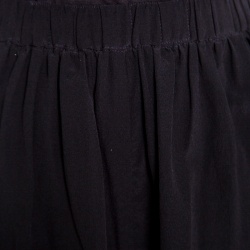 Pre Owned Armani Collezioni Black Silk Elasticized Waist Gathered Skirt L