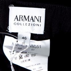 Pre Owned Armani Collezioni Black Silk Elasticized Waist Gathered Skirt L
