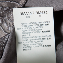 Pre Owned Armani Collezioni Grey Floral Embroidered Pleated Organza Dress L