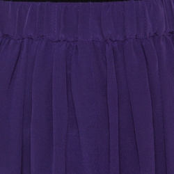 مملوكة مسبقًا Armani Collezioni Purple Silk Pleated Divided Skirt L