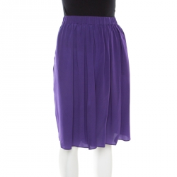 مملوكة مسبقًا Armani Collezioni Purple Silk Pleated Divided Skirt L
