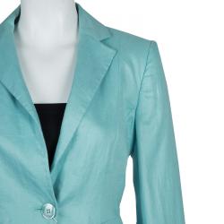 Armani Collezioni Turquoise Linen Pant Suit M