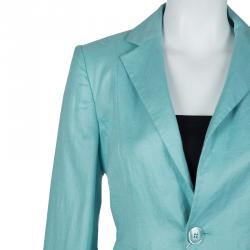 Armani Collezioni Turquoise Linen Pant Suit M