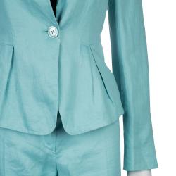 Armani Collezioni Turquoise Linen Pant Suit M