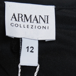 Pre Owned Armani Collezioni Multicolor Floral Printed Silk and Satin Gathered Sleeveless Midi Dress L