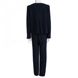 Pre Owned Armani Collezioni Navy Blue Cady Pant Suit M