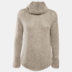Armani Collezioni Grey Patterned Knit Turtle Neck Sweater M