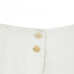 Pre Owned Armani Collezioni Cream Linen Silk High Waist Wide Leg Pants M