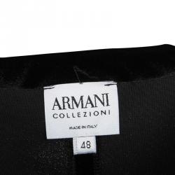 Armani Collezioni Black Embellished Draped Neck Velvet Dress L