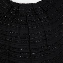 Pre Owned Armani Collezioni Black Textured Glitter Detail Cap Sleeve Dress L