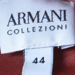 Pre Owned Armani Collezioni Red Silk Long Sleeve Blouse M