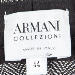 Pre Owned Armani Collezioni Monochrome Herringbone Weave Tailored Wool Trousers M