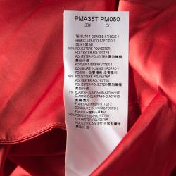 Pre Owned Armani Collezioni Red Pleated Satin Strapless Bustier Dress L