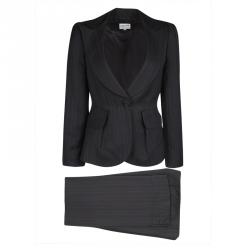 مملوكة مسبقًا Armani Collezioni Black Self Striped Wool Blend Pant Suit S
