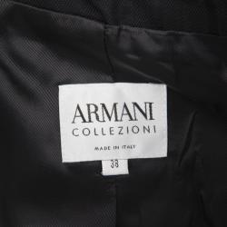 مملوكة مسبقًا Armani Collezioni Black Self Striped Wool Blend Pant Suit S