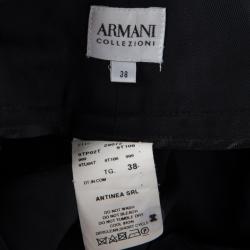 مملوكة مسبقًا Armani Collezioni Black Self Striped Wool Blend Pant Suit S