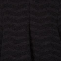 Pre Owned Armani Collezioni Black Chevron Pattern Textured Knit Fit and Flare Dress M