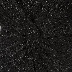 Pre Owned Armani Collezioni Black Glitter Twist Front Detail Long Sleeve Dress S