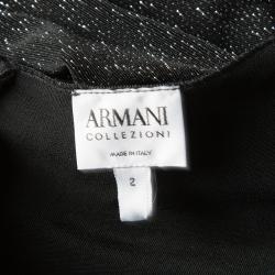 Pre Owned Armani Collezioni Black Glitter Twist Front Detail Long Sleeve Dress S