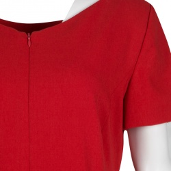 Pre Owned Armani Collezioni Red Wool Godet Midi Dress L