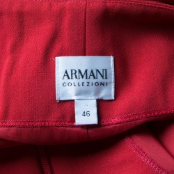 Pre Owned Armani Collezioni Red Wool Godet Midi Dress L
