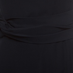 Pre Owned Armani Collezioni Navy Blue Draped Waist Sleeveless Maxi Dress S
