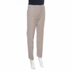 Armani Collezioni Beige Cuffed Hem Tailored Trousers M