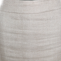 Pre Owned Armani Collezioni Beige Textured Linen Fitted Pencil Skirt S