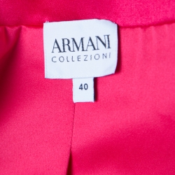 Pre Owned Armani Collezioni Red Silk Georgette Tailored Blazer S