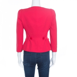 Pre Owned Armani Collezioni Red Silk Georgette Tailored Blazer S
