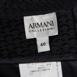 Pre Owned Armani Collezioni Navy Blue Textured Satin Trim Detail Tailored Skirt Suit S