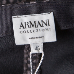 Pre Owned جاكيت أرماني كوليزيوني صوف تريكو جاكار رصاصي داكن منقوش L