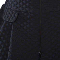 Pre Owned Armani Collezioni Navy Blue and Black Diamond Embossed Jacquard Peplum Jacket M