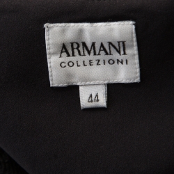 Pre Owned Armani Collezioni Navy Blue and Black Diamond Embossed Jacquard Peplum Jacket M