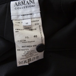 Pre Owned Armani Collezioni Black Basket Weave Wool Paneled A Line Skirt L