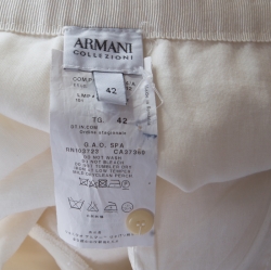 Pre Owned Armani Collezioni Cream Linen Wide Leg Pants M