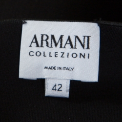 Pre Owned Armani Collezioni Black Knit Slit Detail Asymmetric Top M